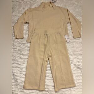 Plush Ribbed Long-Sleeve Top and Flare Pants Set for Baby